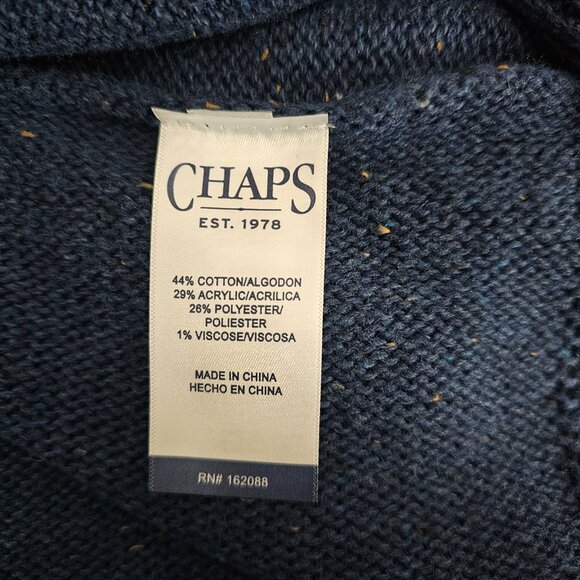 Chaps Cable Neck Knit Open Front Cotton Blend Navy Blue Cardigan Sweater New S - Picture 6 of 10
